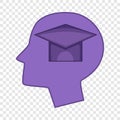Graduation cap inside human head icon