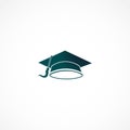 Graduation cap isolated solid icon on white background Royalty Free Stock Photo