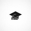 Graduation cap isolated solid icon on white background Royalty Free Stock Photo