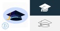 Graduation cap isolated icon. line, solid design element Royalty Free Stock Photo