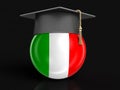 Graduation cap and Italian flag