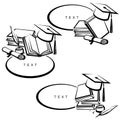 Graduation cap label and icon set. Collection graduation cap. Vector Royalty Free Stock Photo