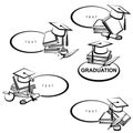 Graduation cap label and icon set. Collection graduation cap. Vector Royalty Free Stock Photo