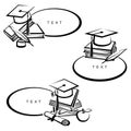 Graduation cap label and icon set. Collection graduation cap. Vector Royalty Free Stock Photo