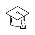Graduation cap line icon, concept sign, outline vector illustration, linear symbol. Royalty Free Stock Photo
