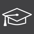 Graduation cap line icon, Education and knowledge Royalty Free Stock Photo