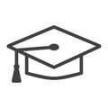 Graduation cap line icon, Education and knowledge Royalty Free Stock Photo