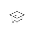 Graduation cap line icon, outline mortarboard vector logo Royalty Free Stock Photo