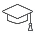 Graduation cap line icon, school and education Royalty Free Stock Photo