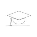 Graduation cap One line drawing on white background Royalty Free Stock Photo