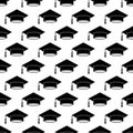 Graduation cap seamless pattern. Grad ceremony backdrop. Vector template for fabric, textile, wallpaper, wrapping paper Royalty Free Stock Photo