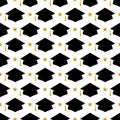 Graduation cap seamless pattern. Grad ceremony backdrop. Vector template for textile, fabric, wallpaper, wrapping paper Royalty Free Stock Photo