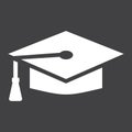 Graduation cap solid icon, Education and knowledge Royalty Free Stock Photo