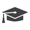 Graduation cap solid icon, Education and knowledge Royalty Free Stock Photo