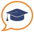 Graduation cap in speech bubble for education message and academic success notification Royalty Free Stock Photo