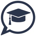 Graduation Cap in Speech Bubble Icon for Education Message and Learning Royalty Free Stock Photo