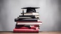 Graduation cap on stack of books on grunge background Royalty Free Stock Photo