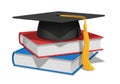Graduation cap on stack of books Royalty Free Stock Photo