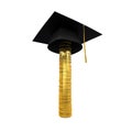 Graduation Cap on Stack of Money Coins
