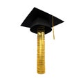 Graduation Cap on Stack of Money Coins Royalty Free Stock Photo