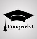 Graduation cap, student congratulations, icon card vector