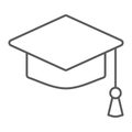 Graduation cap thin line icon, school education Royalty Free Stock Photo