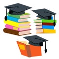 Graduation Cap On Top Of A Stack Of Books Vector. Isolated Illustration Royalty Free Stock Photo