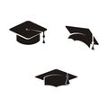 Graduation cap vector illustration, academy hat symbol flat simple cartoon design Royalty Free Stock Photo