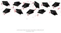 Graduation cap vector realistic. Back to school background banner templates