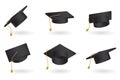 Graduation cap vector set. Univercity education hat illustration