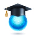 Graduation Cap and World Globe Icon Royalty Free Stock Photo