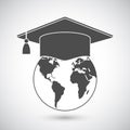 Graduation Cap and World Globe Icon Royalty Free Stock Photo