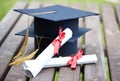 Graduation caps with certificates