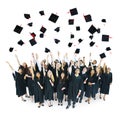 Graduation Caps Thrown in the Air Royalty Free Stock Photo