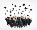 Graduation Caps Thrown in the Air Royalty Free Stock Photo