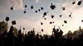 Graduation Caps Thrown in the Air, generative ai Royalty Free Stock Photo