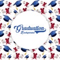 Graduation card with hat and diploma pattern