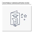 Graduation card line icon