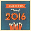 2016 graduation card with marquee lighted numbers Royalty Free Stock Photo