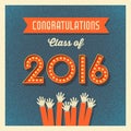 2016 graduation card with marquee lighted numbers