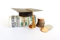 Graduation cash and coins Royalty Free Stock Photo