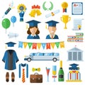 Graduation Celebrating Concept Icon Set Royalty Free Stock Photo