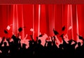 Graduation Celebration pary red university students background