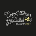 Graduation celebration vector illustration. Congratulations graduates lettering design for logo, invitation, stamps, print or Royalty Free Stock Photo