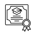 Graduation certificate icon. Diploma isolated on white background. Vocational education