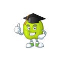 Graduation character granny smith green apple with mascot Royalty Free Stock Photo