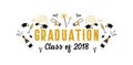 Graduation Class of 2018 greeting card and invitation template. Vector party invitation. Grad poster.