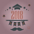 Graduation Class of 2018. Stylized Retro Card. Congratulations Graduates Royalty Free Stock Photo