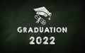 Graduation 2022 Concept With High School Student Hat Symbol On Green Chalkboard. Twenty Two New Graduations and Celebration Royalty Free Stock Photo