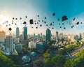 Graduation day panoramic view. Generative AI Illustration. Royalty Free Stock Photo